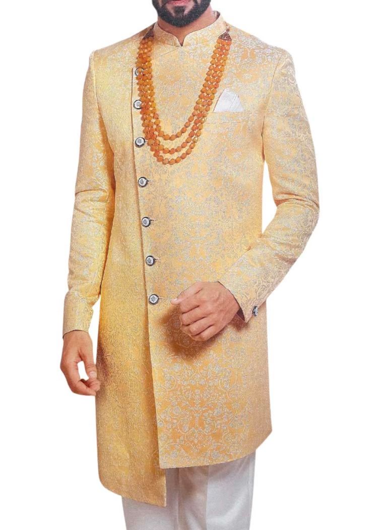 Yellow Indowestern Dress For Groomsmen | Paridhanin